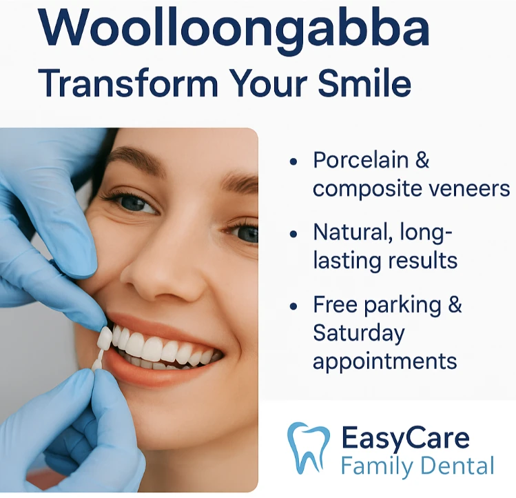 Patient receiving dental veneer shade fitting – EasyCare Family Dental Woolloongabba