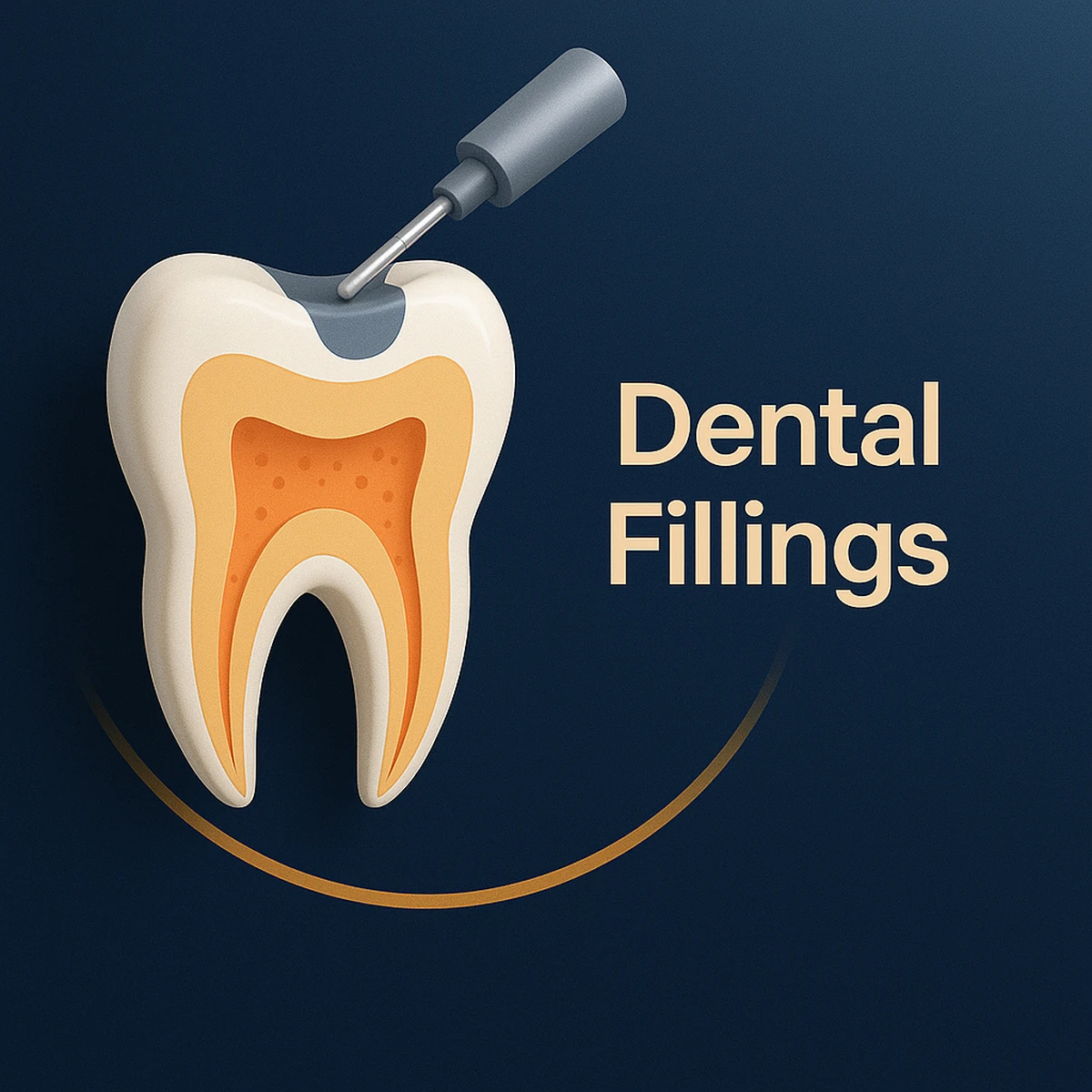 Tooth cross-section showing a dental filling