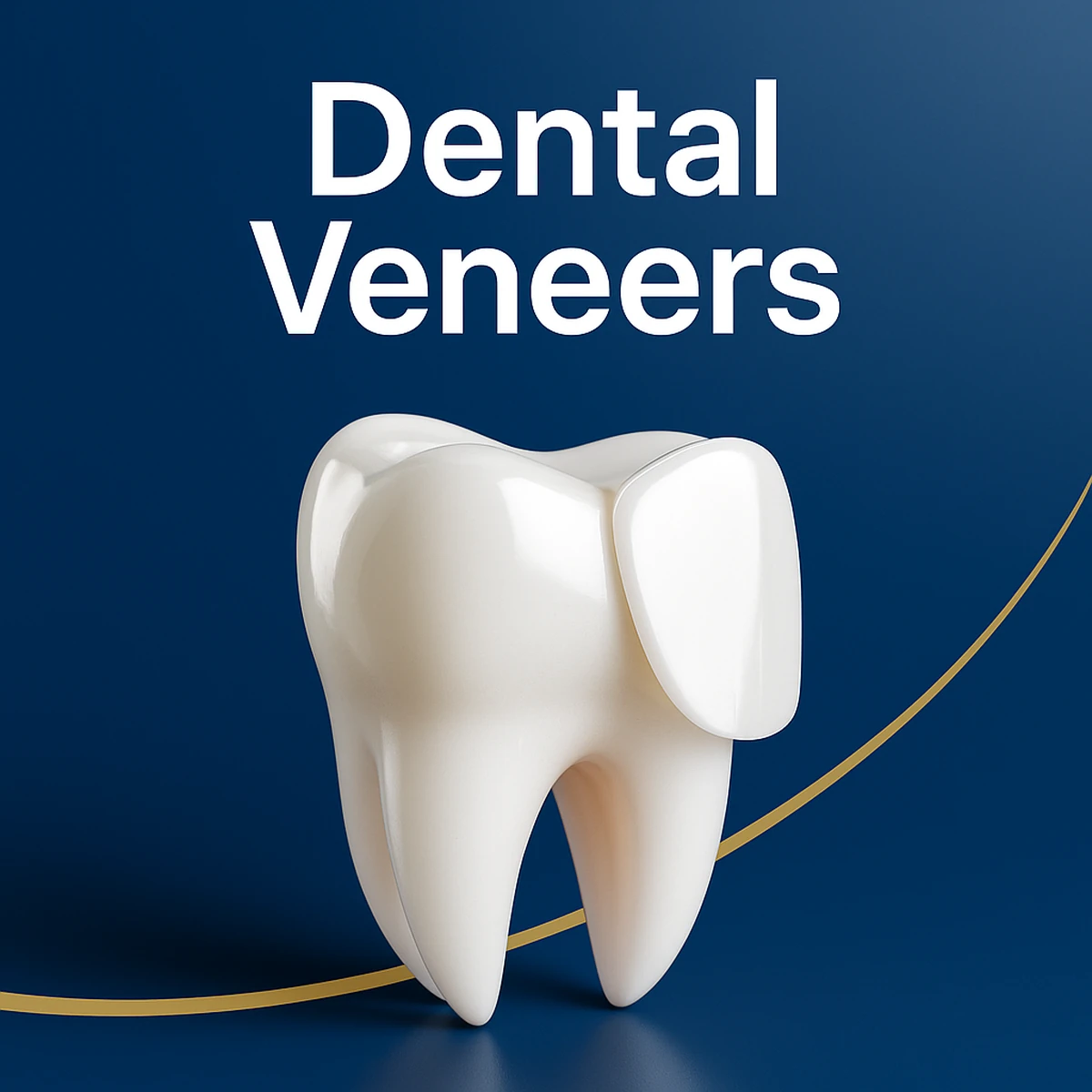 Porcelain dental veneer being placed on a front tooth