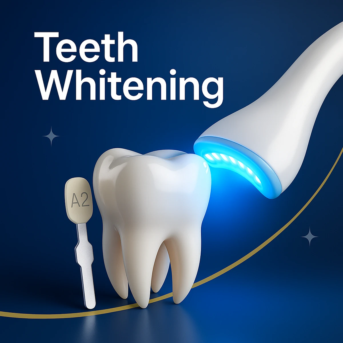 Teeth whitening with Philips Zoom blue LED lamp