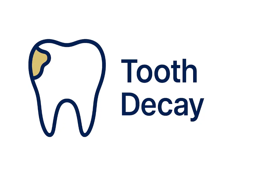 Tooth Decay Brisbane - minimalist navy tooth with gold cavity