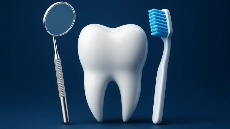 Dental examination and cleaning illustration